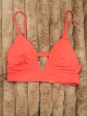 Victoria's Secret Swim Gold V-Hardware Bralette Bikini Swim Top Medium - Red